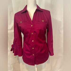 Anne Klein Deep Red Button-Down Shirt